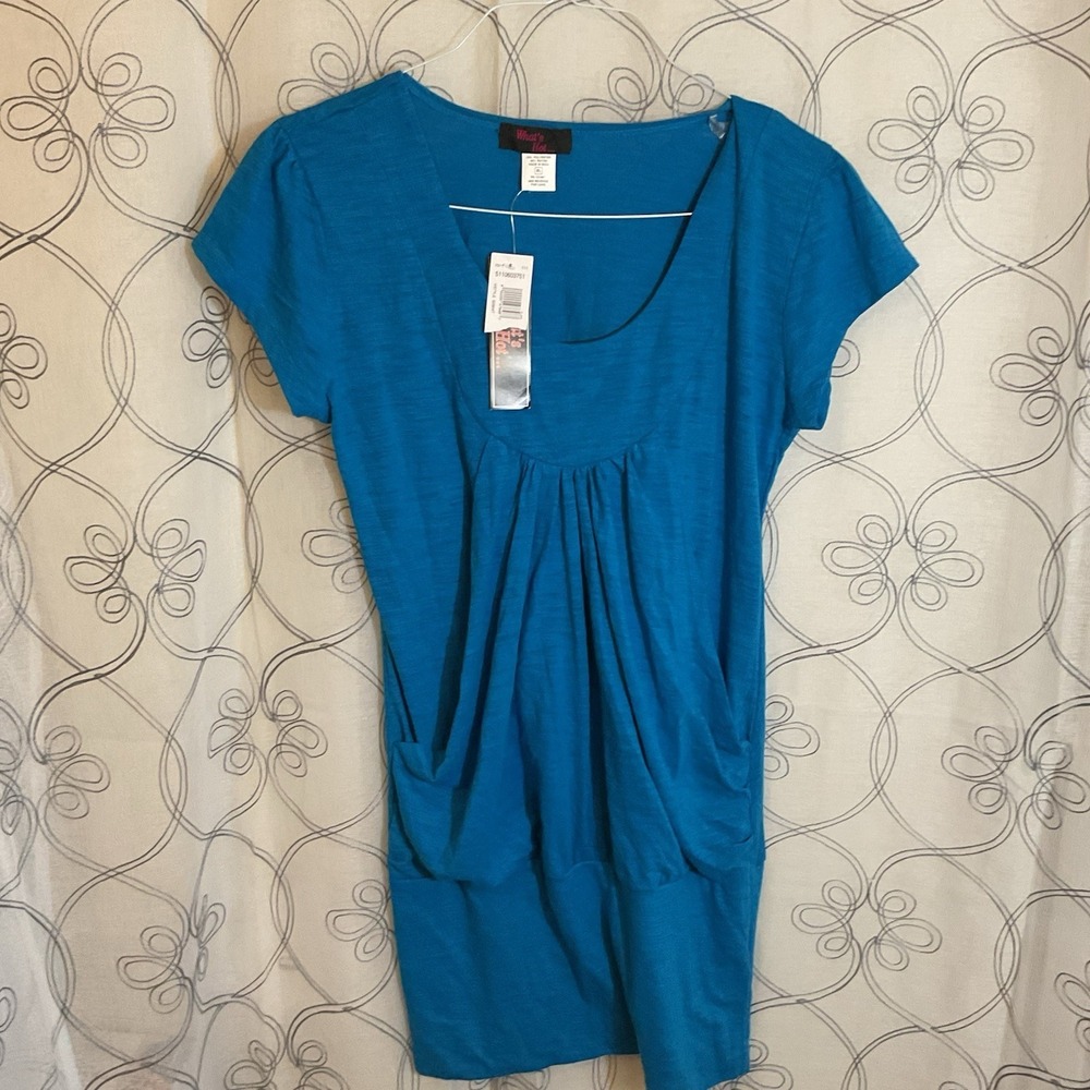NWT Woman's What's Hot Teal Short Sleeve Top‎ Size XL